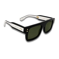 Gucci Black & White Rectangular Men's Sunglasses