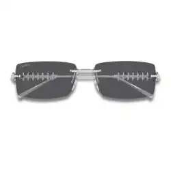 Cartier Clash de Cartier CT0604S 002 Rectangular Sunglasses – Silver / Grey