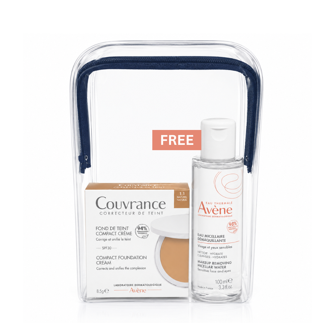 1_1_4ab6c04e-79a9-475b-a664-8b327ec07ac7.png Avene Couvrance Compact Foundation Cream 1.1 & Makeup Remover Duo Pack - Image 1