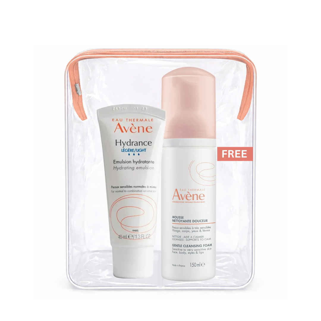 1_1_f6a49370-119c-462c-b4d4-ac7fe8f63b0d.png Avene Hydrating Emulsion Hydrance Light 150ml & Cleansing Foam Duo - Image 1