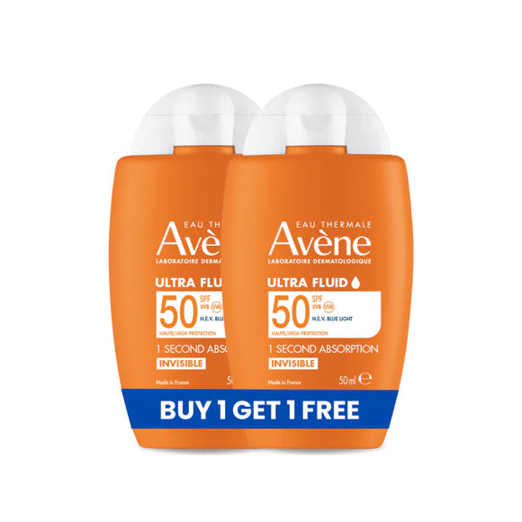 GLOW55STOREBuy1Get1AveneUltraFluidInvisibleSPF50_Sunscreen50ml-UltraLighttexture.jpg Avene Ultra Fluid Invisible SPF 50 Sunscreen Duo - Ultra Light Texture Pack of 2 - Image 1