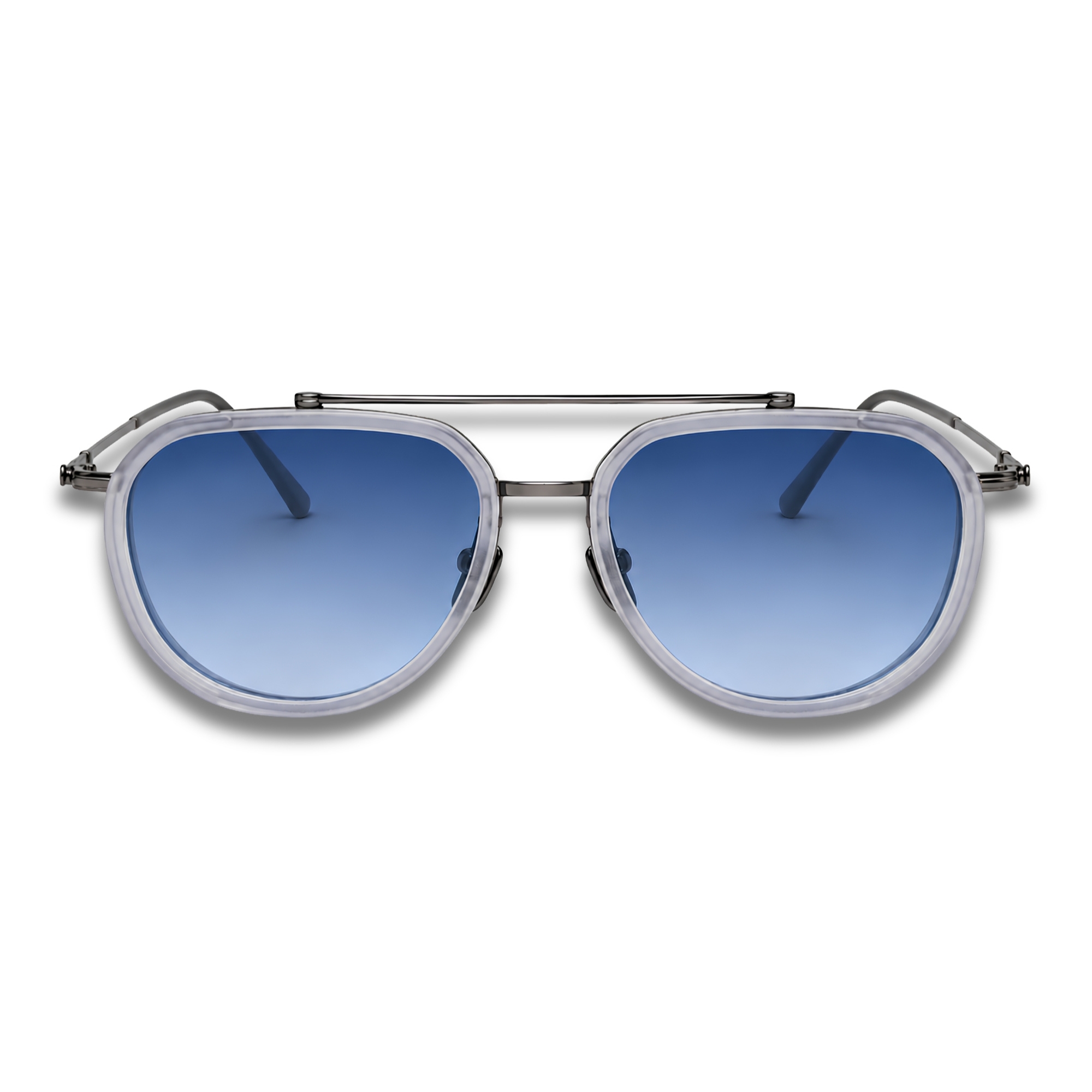 Akoni Echo Sunglasses – Crystal Gray / Gunmetal with Gradient Blue Lenses Akoni Echo Sunglasses – Crystal Gray / Gunmetal with Gradient Blue Lenses