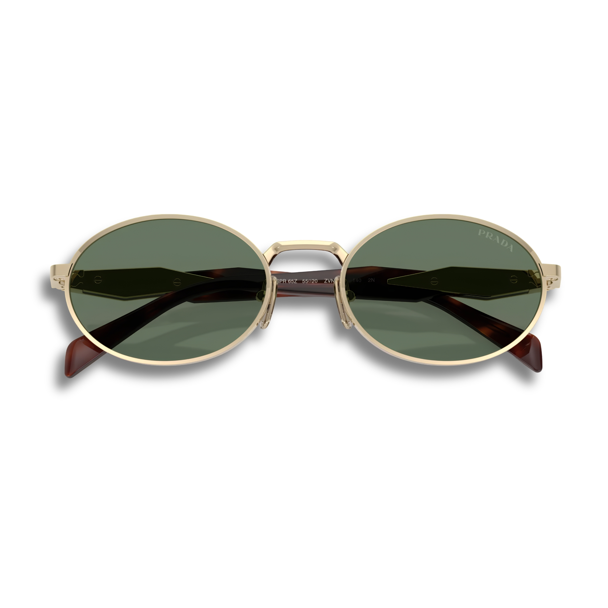 Prada PR 65ZS ZVN70L Gold & Green Round Sunglasses Prada PR 65ZS ZVN70L Gold & Green Round Sunglasses