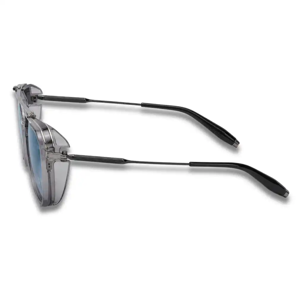 Akoni Echo Sunglasses – Crystal Gray / Gunmetal with Gradient Blue Lenses