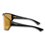 Versace VE4461 Shield Sunglasses – Black / Dark Grey with Gold Mirror Lenses
